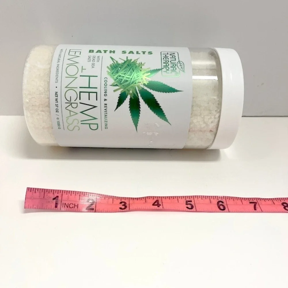 Natural Therapy Hemp Lemongrass Bath Salts NEW 37oz Jar‎ Natural Ingredients